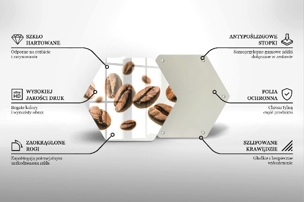 Steklena podloga za rezanje Kavna zrna