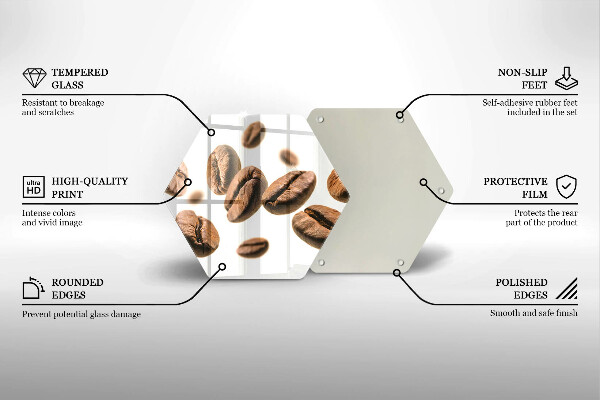 Steklena podloga za rezanje Kavna zrna