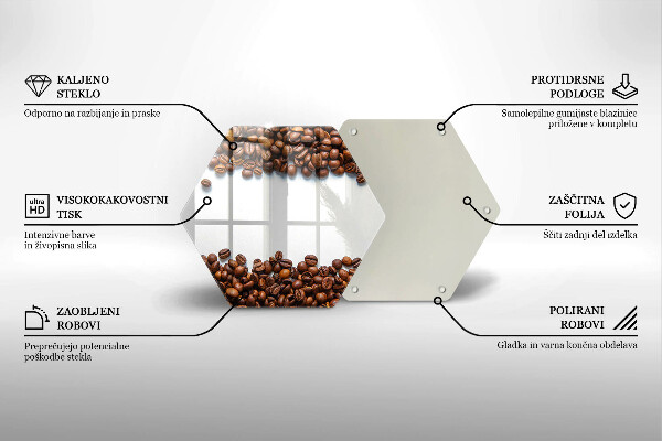 Steklena podloga za rezanje Kavna zrna
