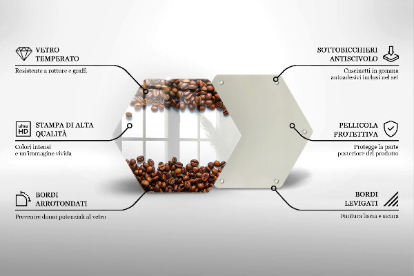 Steklena podloga za rezanje Kavna zrna