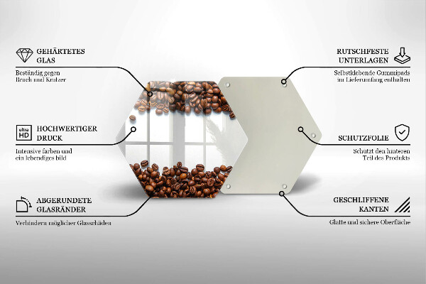 Steklena podloga za rezanje Kavna zrna
