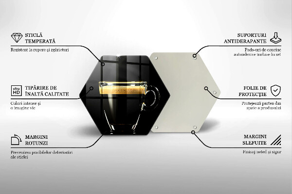 Steklena podloga za rezanje Kozarec črne kave