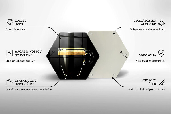 Steklena podloga za rezanje Kozarec črne kave