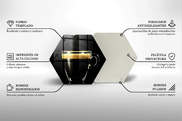 Steklena podloga za rezanje Kozarec črne kave
