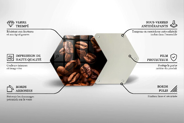 Steklena podloga za rezanje Rjava kavna zrna