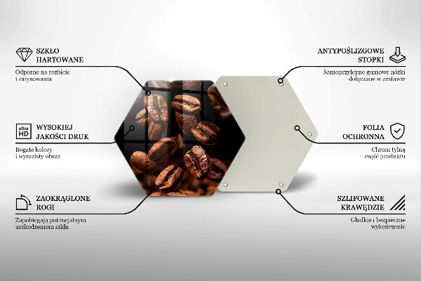 Steklena podloga za rezanje Rjava kavna zrna