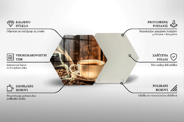 Steklena podloga za rezanje Skodelica in kavna zrna