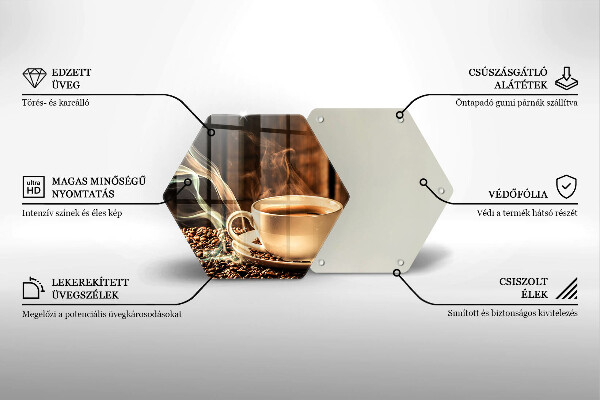 Steklena podloga za rezanje Skodelica in kavna zrna