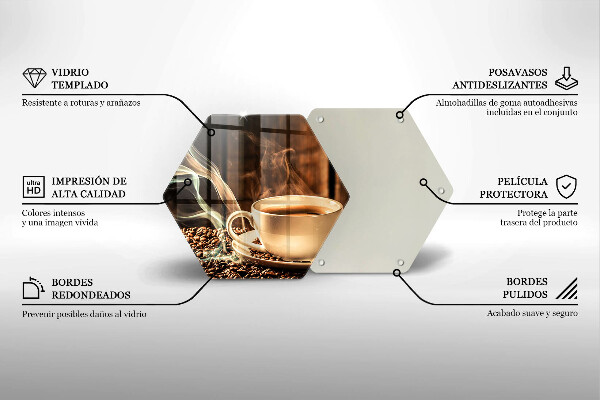 Steklena podloga za rezanje Skodelica in kavna zrna