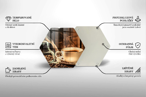 Steklena podloga za rezanje Skodelica in kavna zrna
