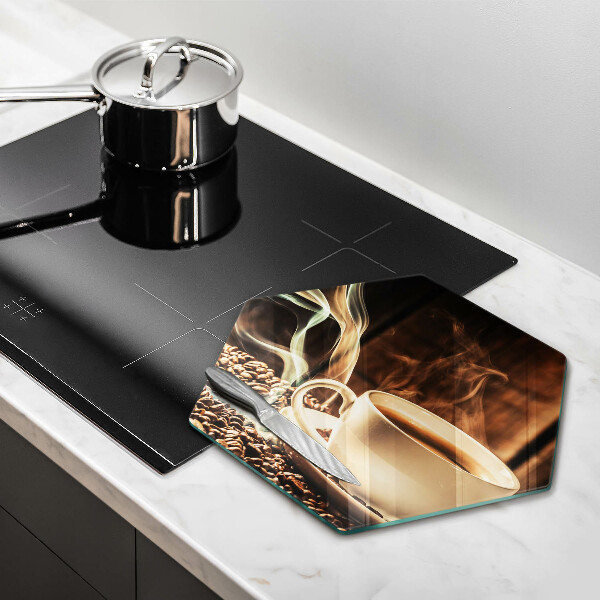 Steklena podloga za rezanje Skodelica in kavna zrna