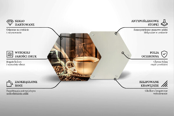 Steklena podloga za rezanje Skodelica in kavna zrna