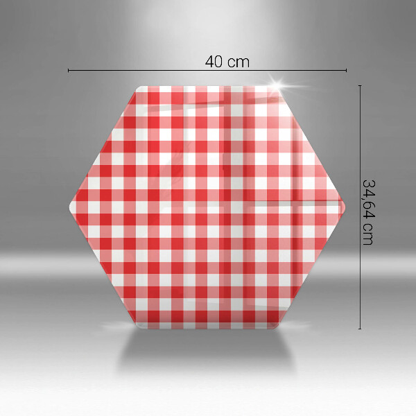 Steklena podloga za rezanje Rdeče-bel karo vzorec