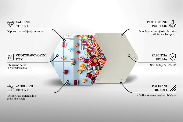 Steklena podloga za rezanje Pisani bonboni