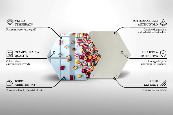 Steklena podloga za rezanje Pisani bonboni