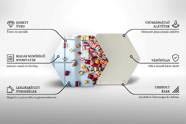 Steklena podloga za rezanje Pisani bonboni