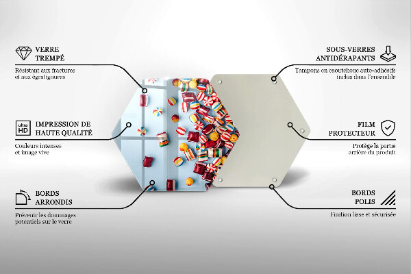 Steklena podloga za rezanje Pisani bonboni