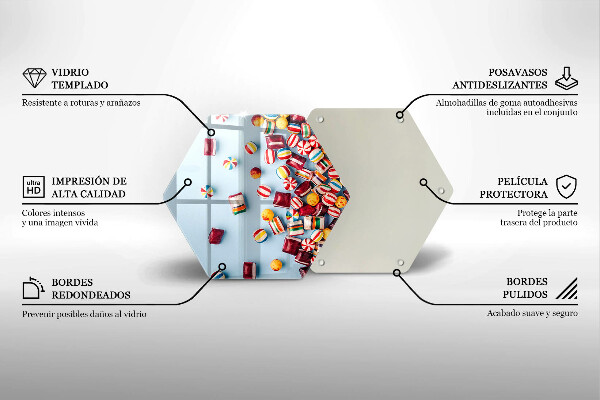 Steklena podloga za rezanje Pisani bonboni