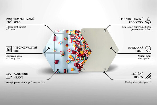 Steklena podloga za rezanje Pisani bonboni