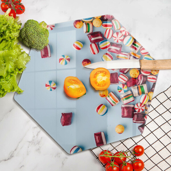 Steklena podloga za rezanje Pisani bonboni