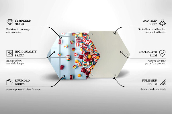 Steklena podloga za rezanje Pisani bonboni