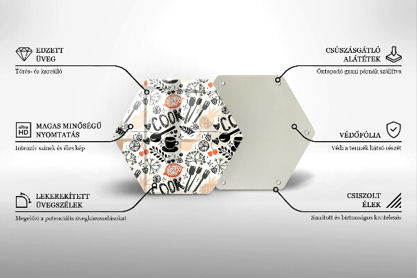 Steklena podloga za rezanje Motiv risane kuhinje