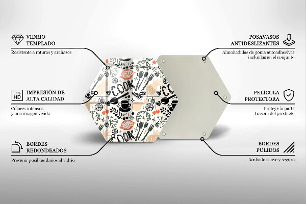 Steklena podloga za rezanje Motiv risane kuhinje