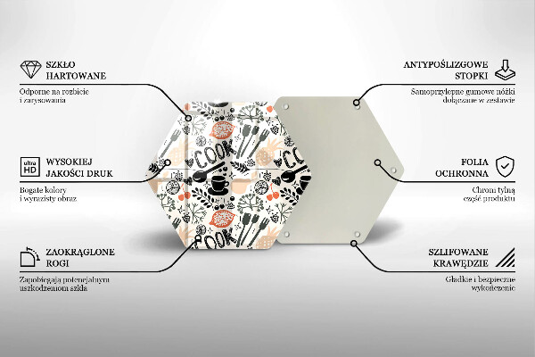 Steklena podloga za rezanje Motiv risane kuhinje