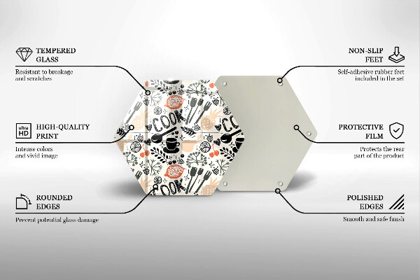 Steklena podloga za rezanje Motiv risane kuhinje