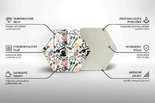 Steklena podloga za rezanje Motiv risane kuhinje