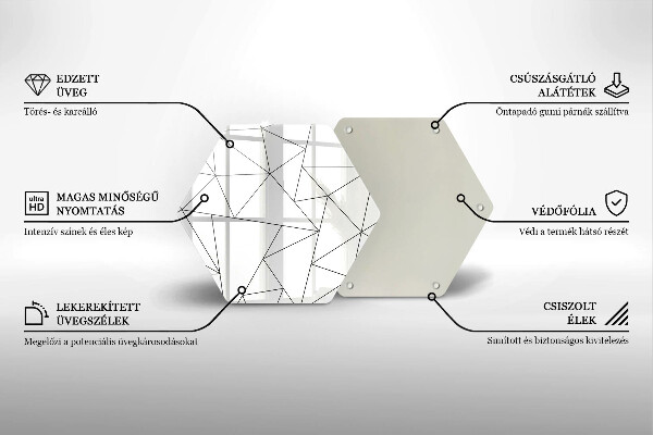 Steklena podloga za rezanje Beli trikotniki