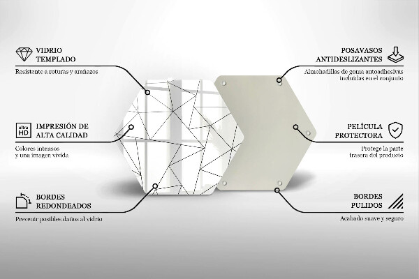 Steklena podloga za rezanje Beli trikotniki