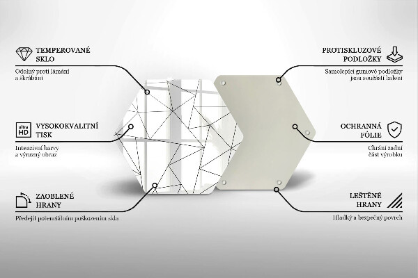 Steklena podloga za rezanje Beli trikotniki