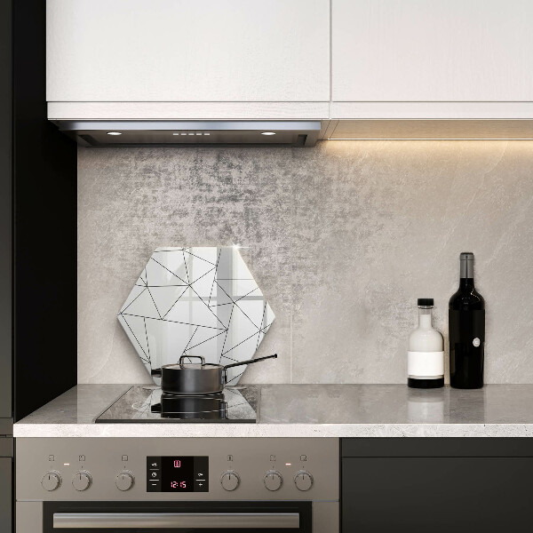 Steklena podloga za rezanje Beli trikotniki