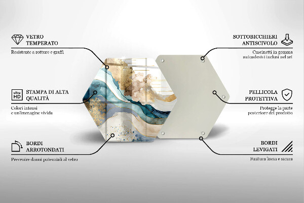 Steklena podloga za rezanje Barvit marmor