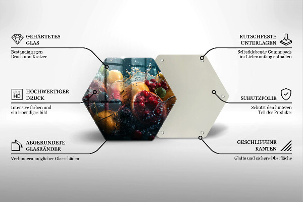 Steklena podloga za rezanje Sadje v vodi