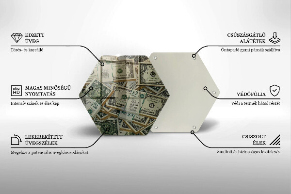 Steklena podloga za rezanje Denar dolarjev