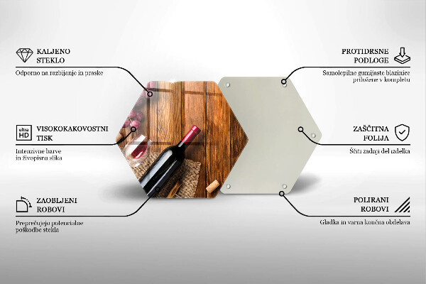 Steklena podloga za rezanje Steklenica rdečega vina