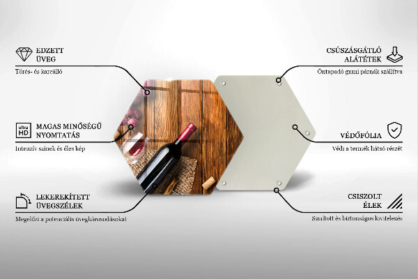 Steklena podloga za rezanje Steklenica rdečega vina