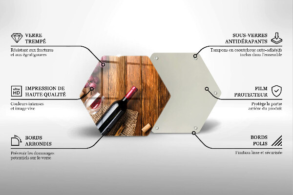 Steklena podloga za rezanje Steklenica rdečega vina