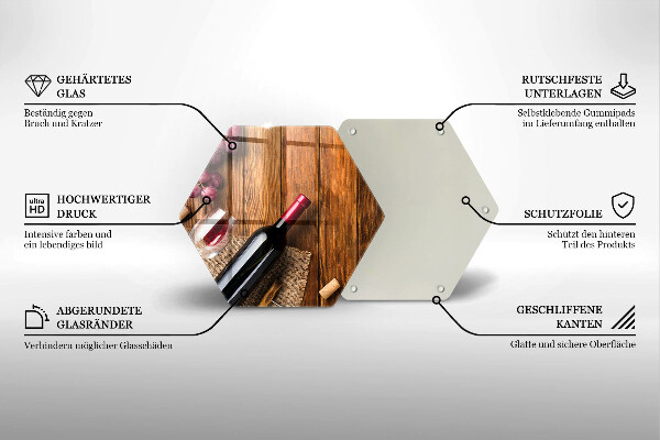 Steklena podloga za rezanje Steklenica rdečega vina