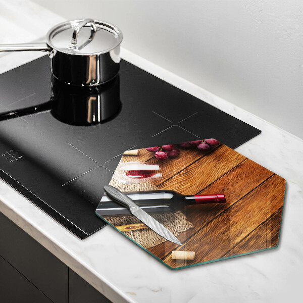 Steklena podloga za rezanje Steklenica rdečega vina