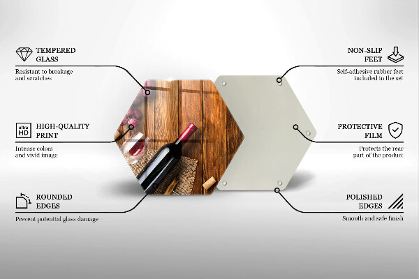 Steklena podloga za rezanje Steklenica rdečega vina