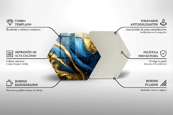 Steklena podloga za rezanje Modri in zlati marmor