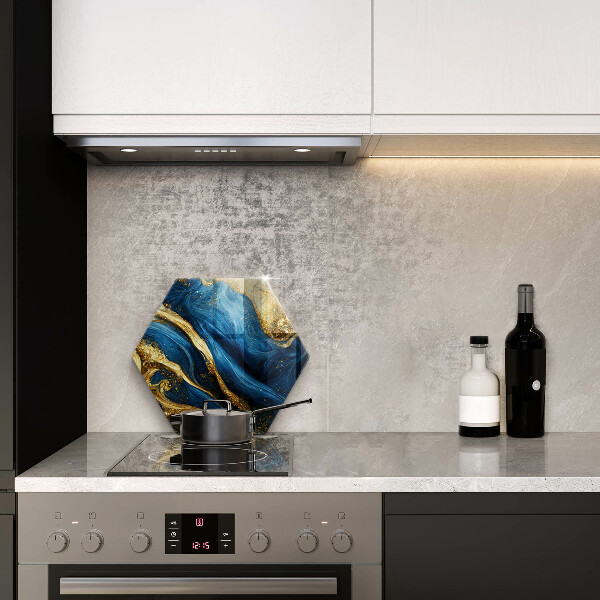 Steklena podloga za rezanje Modri in zlati marmor