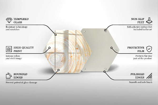 Steklena podloga za rezanje Tekstura lesa