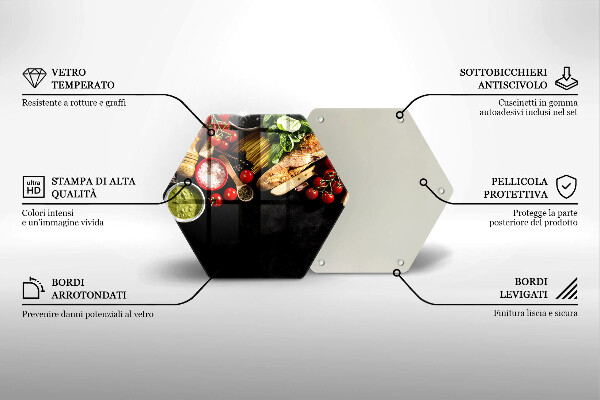 Steklena podloga za rezanje Italijanske sestavine in začimbe