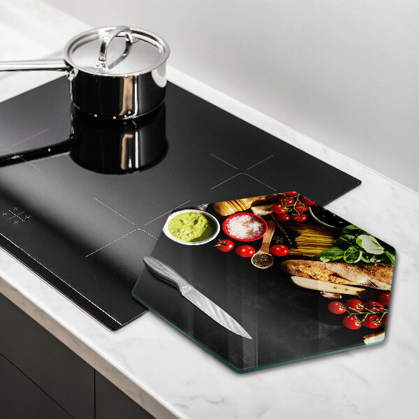 Steklena podloga za rezanje Italijanske sestavine in začimbe