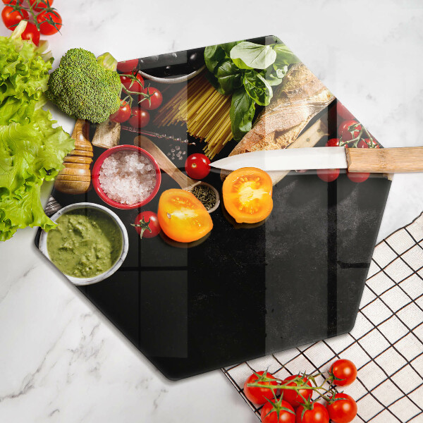 Steklena podloga za rezanje Italijanske sestavine in začimbe