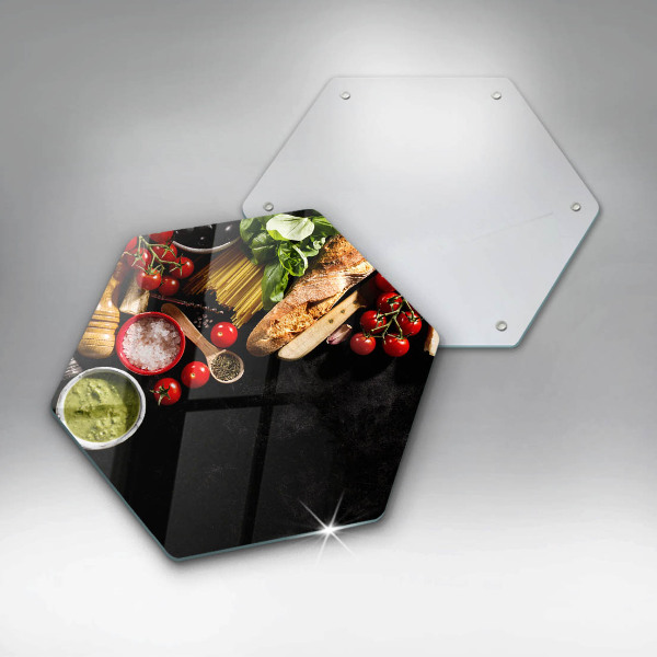 Steklena podloga za rezanje Italijanske sestavine in začimbe